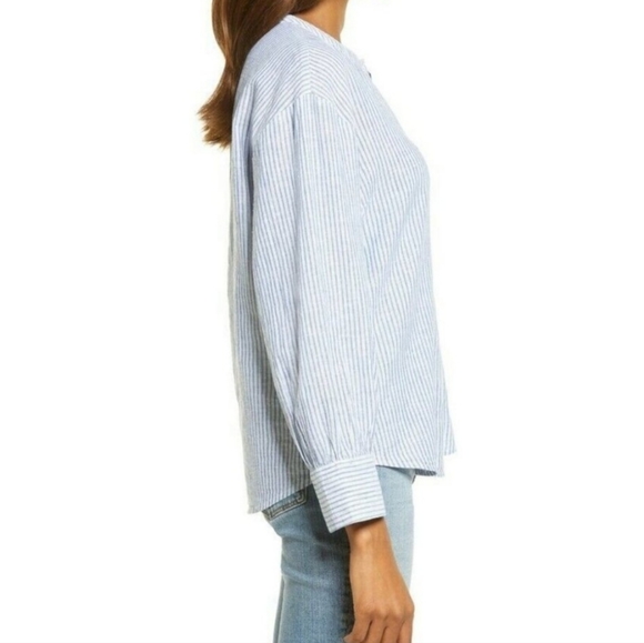 Treasure & Bond Stripe Long Sleeve Linen Blend Blouse - Picture 3 of 9